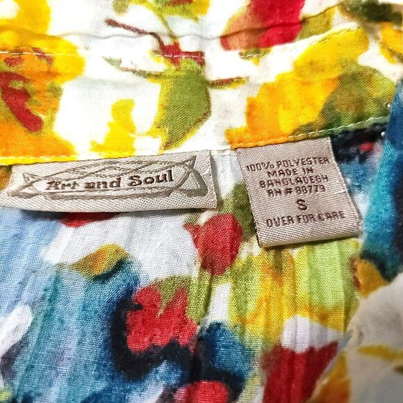 Art And Soul Womens Button Up Blouse Multi-Color Size Small 100% Polyester - Picture 7 of 12